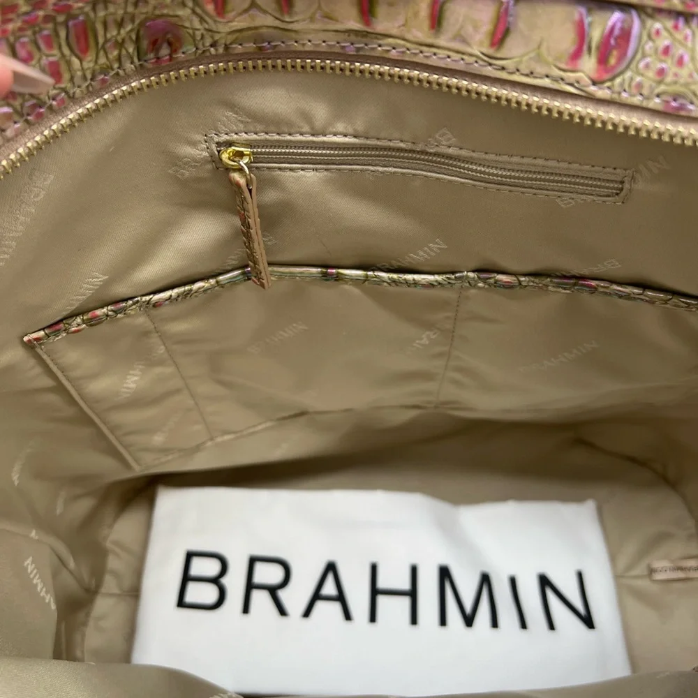 Brahmin Iridescent Multi Croc-Embossed Tote with Gold Hardware - Picture 9 of 12